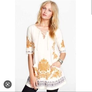 Free People Talia embroidered tunic top, size XS